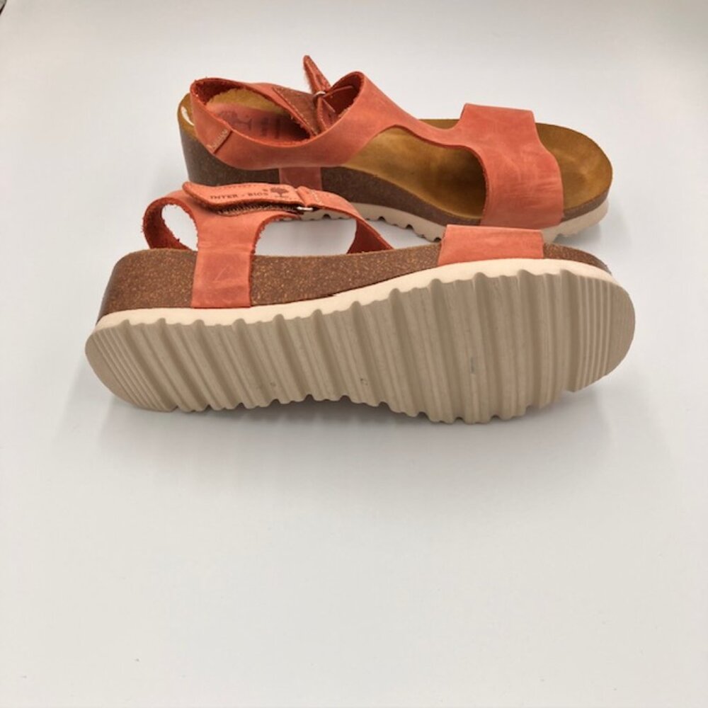 Inter Bios leather sandals rust cork wedge women's size 8.50 - Picture 4 of 6
